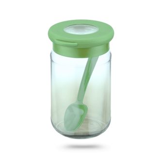 Fűszertartó zöld üveg, kanállal 380ml 16981