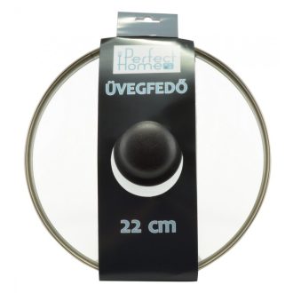 Üvegfedő acélperemes 22cm