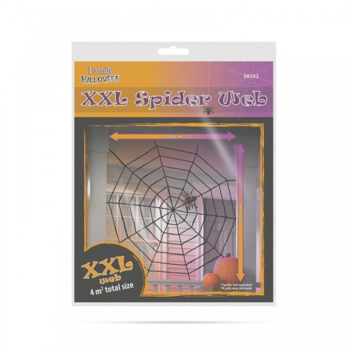 Halloween dekoráció plüss pókháló fekete 4m2