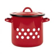   Zom. fazék fedővel piros-pöttyös átm.28cm 15l 2+39/28/pp