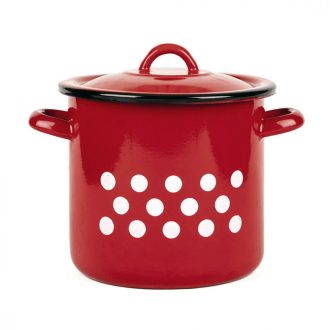   Zom. fazék fedővel piros-pöttyös átm.28cm 15l 2+39/28/pp