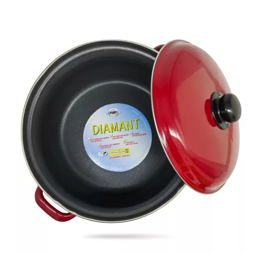 Bevonatos ferde falú fazék fedővel átm.24cm 7l 3217T/24