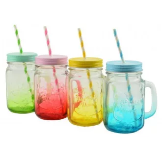 Bögre szívószállal 450ml. színes 13102 (Terméktörzsből)
