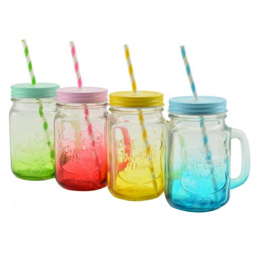 Bögre szívószállal 450ml. színes 13102