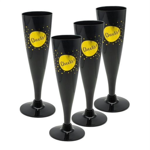 Party pezsgős pohár műa. 130ml. fekete 4db/cs