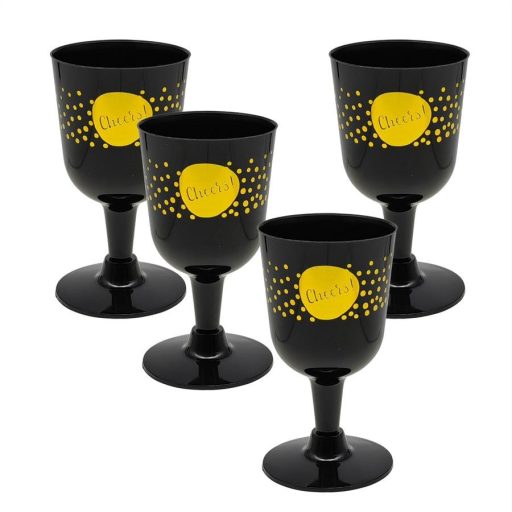 Party boros pohár műa. fekete 4db/cs 160ml.