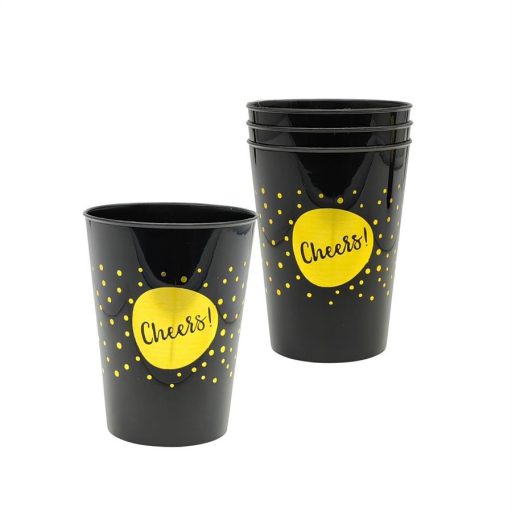 Party vizes pohár műa. fekete 4db/cs 270ml
