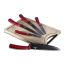 Késkészlet 6 részes Bambusz vágódeszkával Metallic Line Burgundy edition BH-2552AN