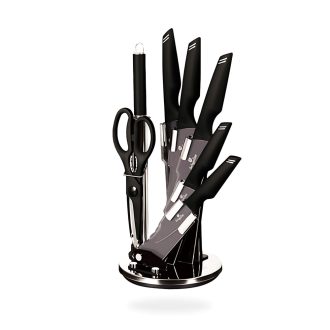   Késkészlet 8 részes, akril állvánnyal Black Silver BH-2565N
