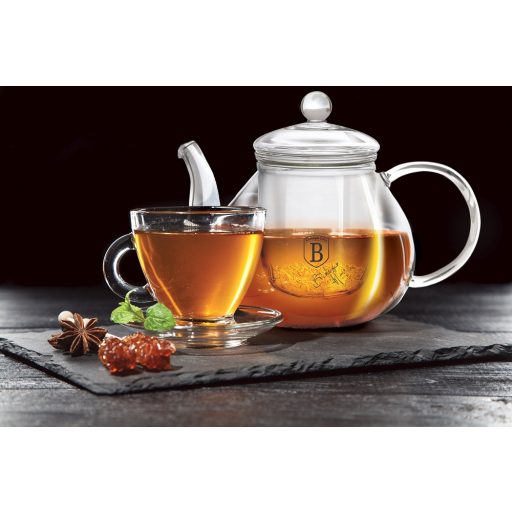 Teáskancsó szűrővel Black Silver 950ml BH-7804