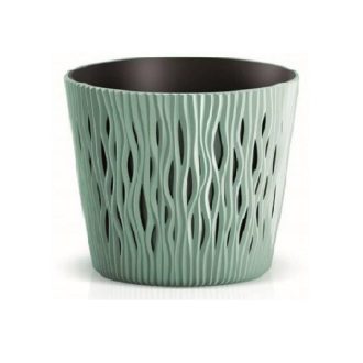 Virágcserép Sandy Eco Wood 2 in1 zöld 22cm