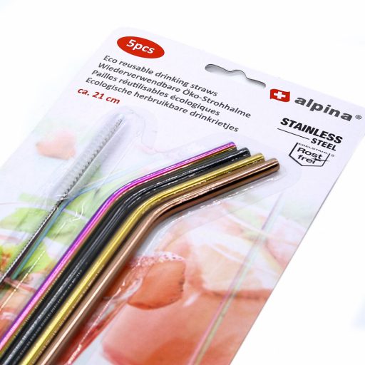 Fém szívószál kefével 4db/cs 15046