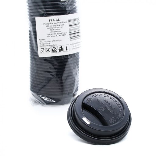 xEld. Papírpohár tető ivólyukkal fekete/fehér 73mm 50db/cs. PL6-BL-WH