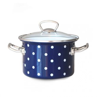   yZom. fazék fedővel kék pöttyös átm.24cm 5,5l Nr.RS-1240